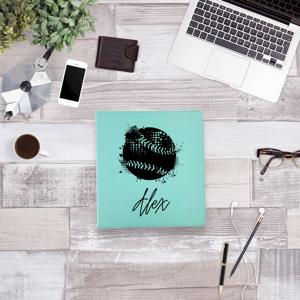 Softball Leather Binder - 1" - Teal - Lifestyle View