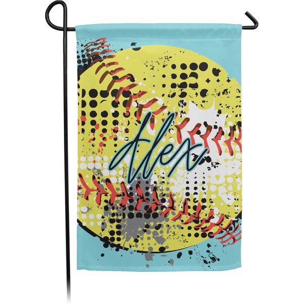 Custom Softball Small Garden Flag - Double Sided w/ Name or Text