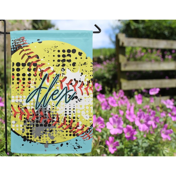 Softball Garden Flag - Outside In Flowers