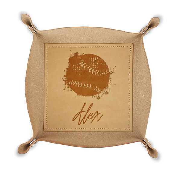 Custom Softball Genuine Leather Valet Tray (Personalized)
