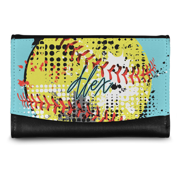 Custom Softball Genuine Leather Women's Wallet - Small (Personalized)