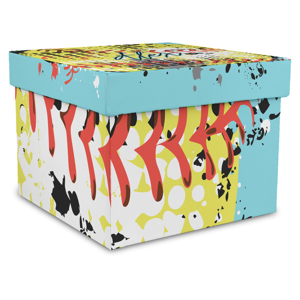 Custom Softball Gift Box with Lid - Canvas Wrapped - XX-Large (Personalized)