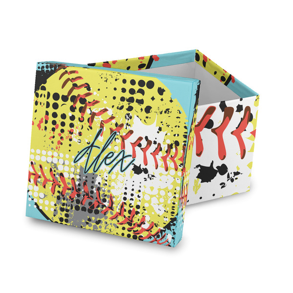 Custom Softball Gift Box with Lid - Canvas Wrapped (Personalized)