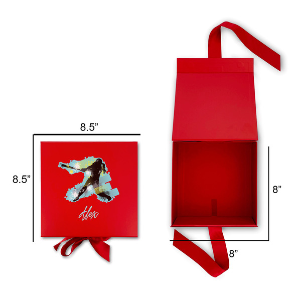 Softball Gift Boxes with Magnetic Lid - Red - Open & Closed