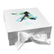 Softball Gift Boxes with Magnetic Lid - White - Front