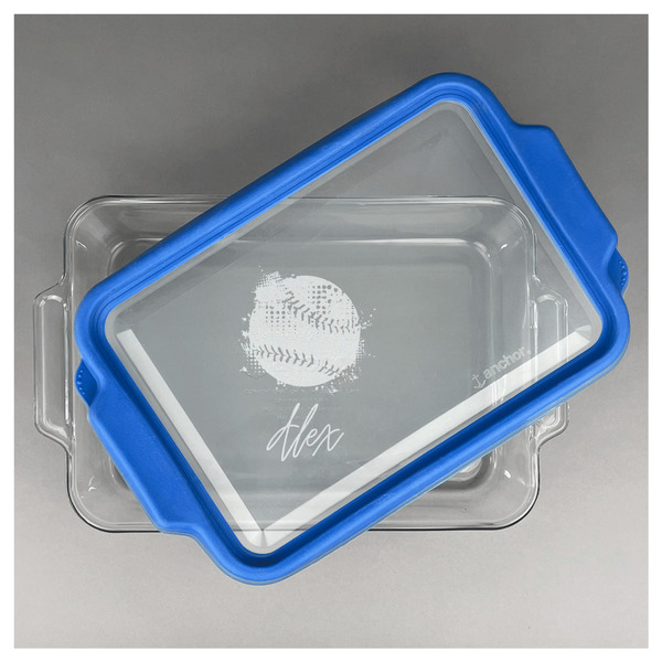 Softball Glass Baking Dish - FRONT w/ LID (13x9)