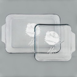 Softball Set of Glass Baking & Cake Dish - 13in x 9in & 8in x 8in (Personalized)