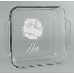 Softball Glass Cake Dish - 8in x 8in (Personalized)