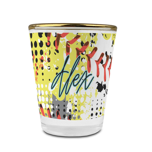 Softball Glass Shot Glass - With gold rim - FRONT