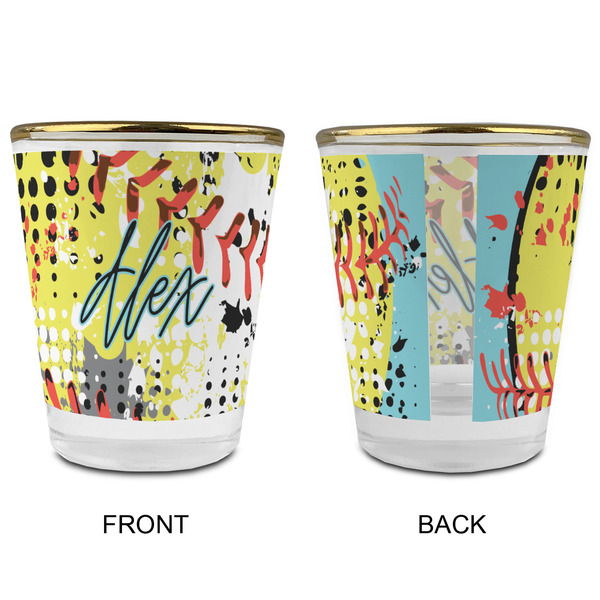 Softball Glass Shot Glass - with gold rim - APPROVAL