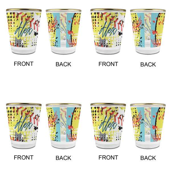 Softball Glass Shot Glass - with gold rim - Set of 4 - APPROVAL