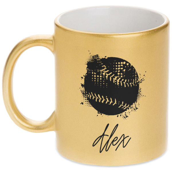 Custom Softball Metallic Gold Mug (Personalized)