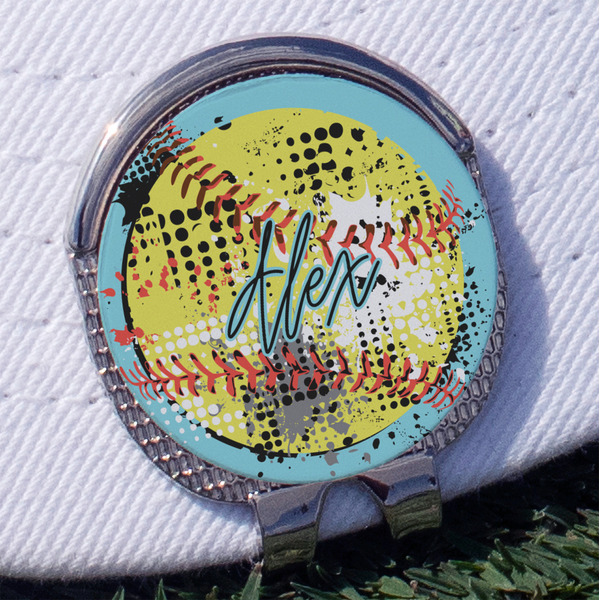 Custom Softball Golf Ball Marker - Hat Clip