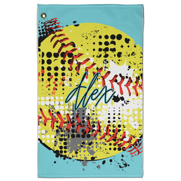 Custom Softball Golf Towel - Poly-Cotton Blend w/ Name or Text