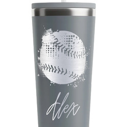 Softball RTIC Everyday Tumbler with Straw - 28oz - Grey - Single-Sided (Personalized)