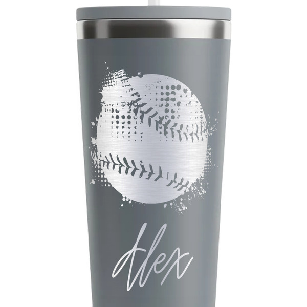 Softball Grey RTIC Everyday Tumbler - 28 oz. - Close Up