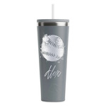 Softball RTIC Everyday Tumbler with Straw - 28oz - Grey - Double-Sided (Personalized)