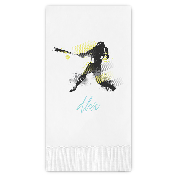 Custom Softball Guest Napkins - Full Color - Embossed Edge (Personalized)