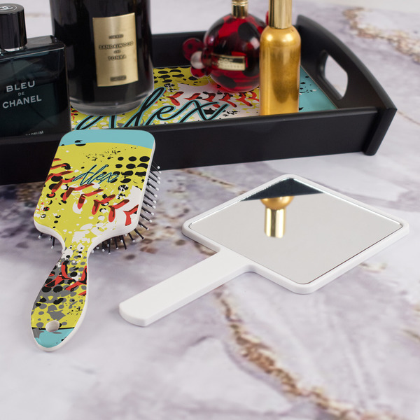 Softball Hair Brush - With Hand Mirror