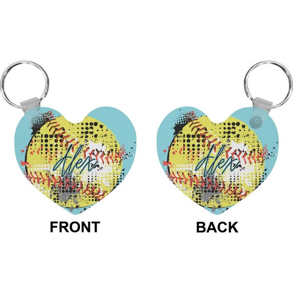 Softball Heart Keychain (Front + Back)