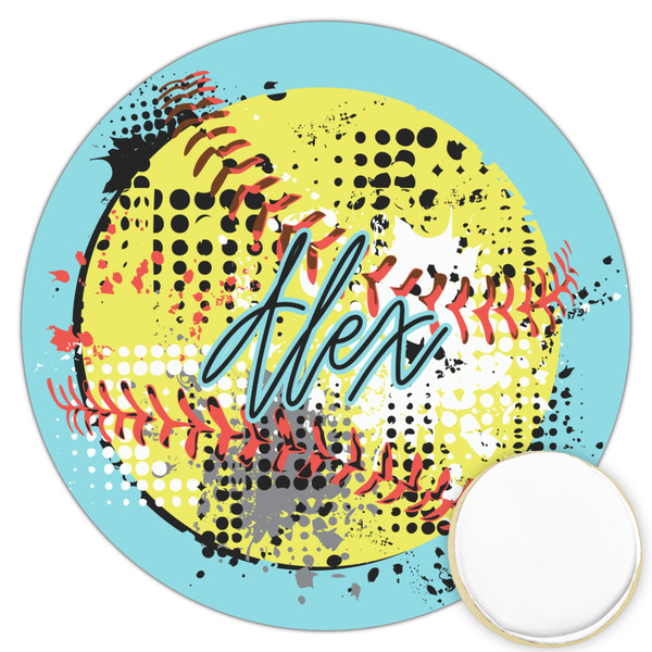 Custom Softball Printed Cookie Topper - 3.25" (Personalized)