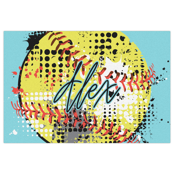 Softball Indoor / Outdoor Rug - 2'x3' - Front Flat