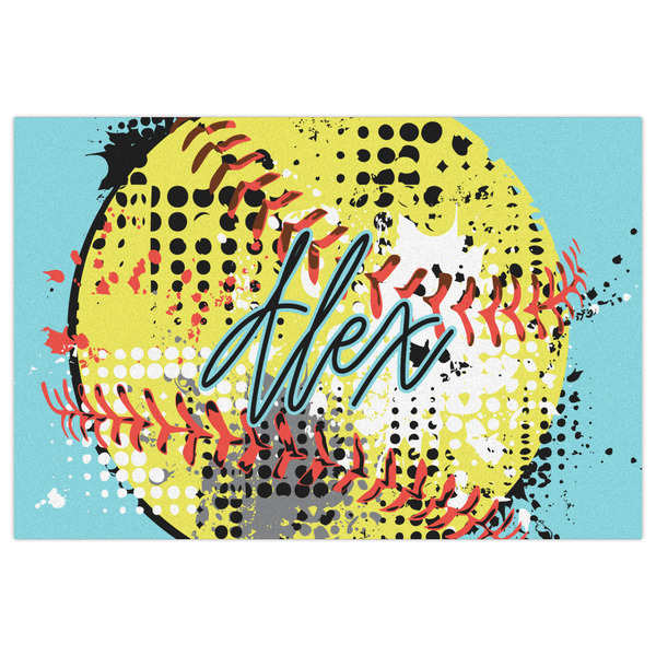 Softball Indoor / Outdoor Rug - 4'x6' - Front Flat