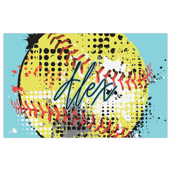 Softball Indoor / Outdoor Rug - 5'x8' - Front Flat