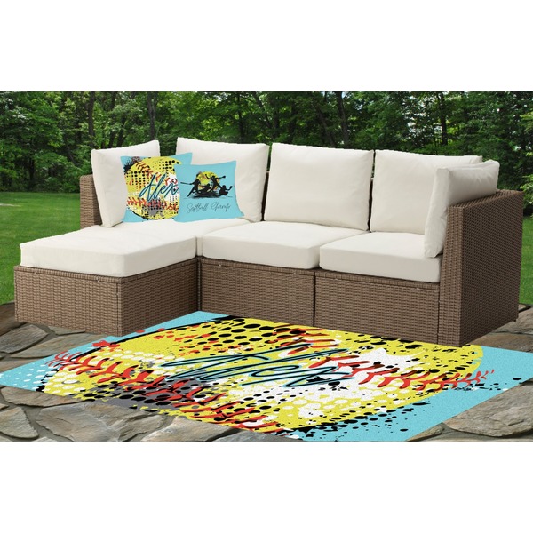 Softball Indoor / Outdoor Rug & Cushions