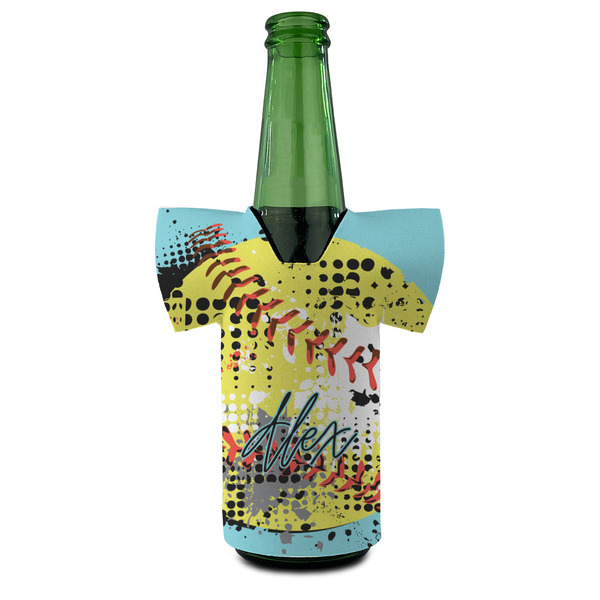 Softball Jersey Bottle Cooler - FRONT (on bottle)