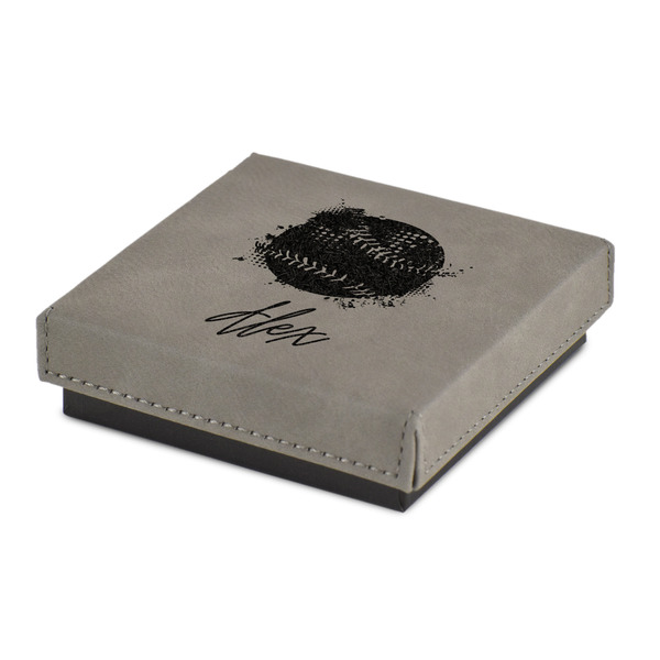 Custom Softball Jewelry Gift Box - Engraved Leather Lid (Personalized)