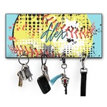 Softball Key Hanger w/ 4 Hooks w/ Name or Text