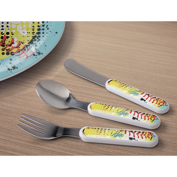 Softball Kids Flatware w/ Plate