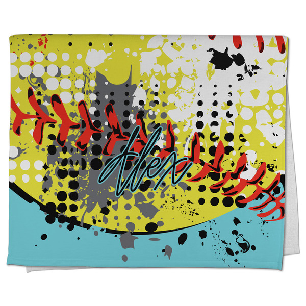 Custom Softball Kitchen Towel - Poly Cotton w/ Name or Text