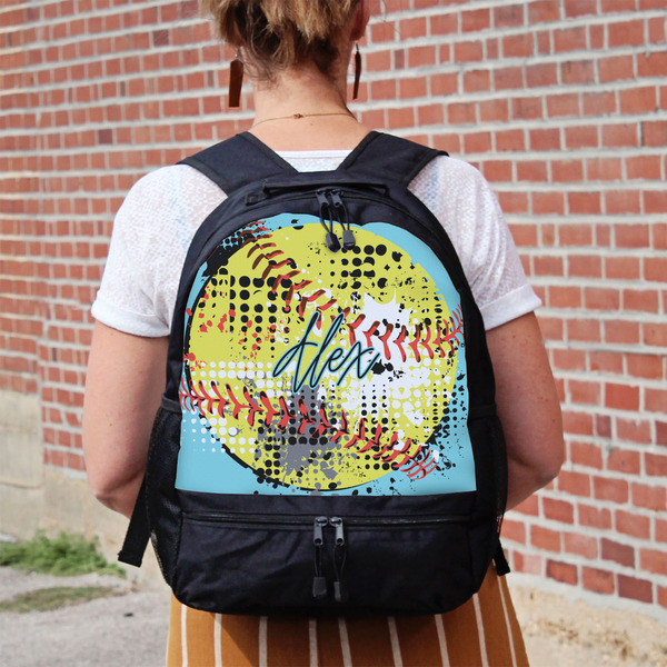 Softball Large Backpack - Black - On Back