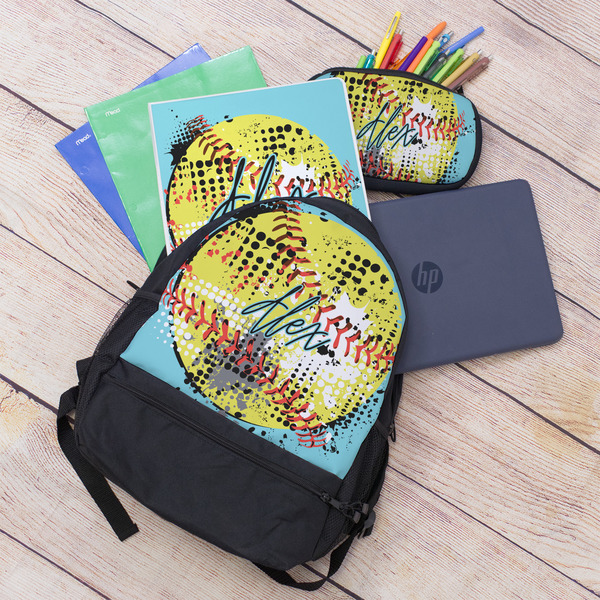 Softball Large Backpack - Black - With Stuff