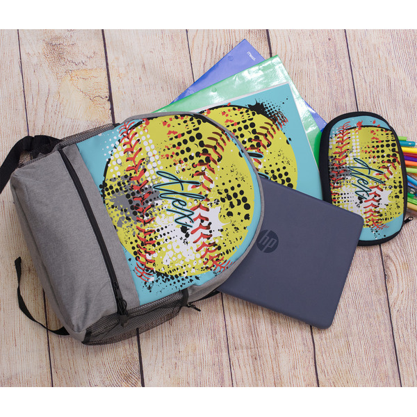 Softball Large Backpack - Gray - With Stuff