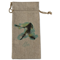 Softball Large Burlap Gift Bag - Front (Personalized)