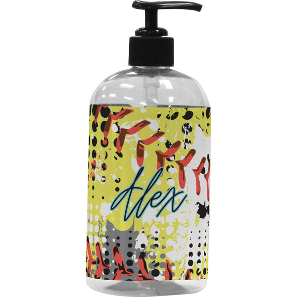 Custom Softball Plastic Soap / Lotion Dispenser (16 oz - Large - Black) (Personalized)