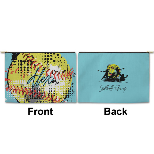 Softball Large Zipper Pouch Approval (Front and Back)