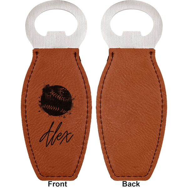 Softball Leather Bar Bottle Opener - Front and Back (single sided)