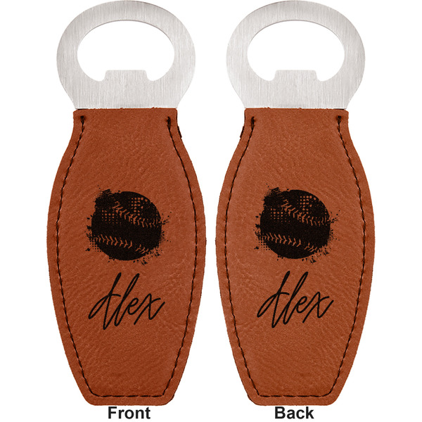 Softball Leather Bar Bottle Opener - Front and Back