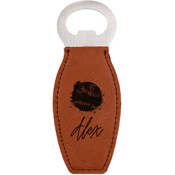 Softball Leatherette Bottle Opener - Double Sided (Personalized)