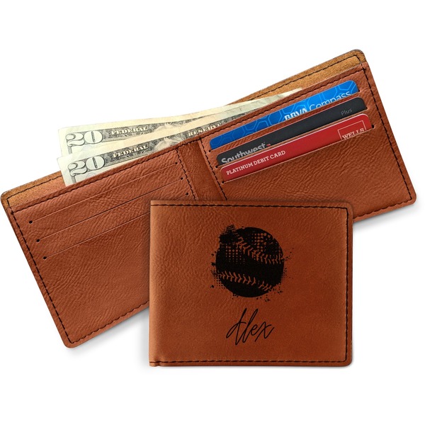 Softball Leather Bifold Wallet - Main