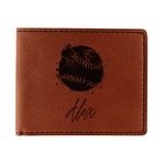 Softball Leatherette Bifold Wallet (Personalized)