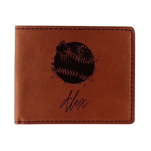 Custom Softball Leatherette Bifold Wallet - Single Sided (Personalized)