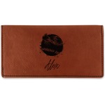 Softball Leatherette Checkbook Holder - Double Sided (Personalized)