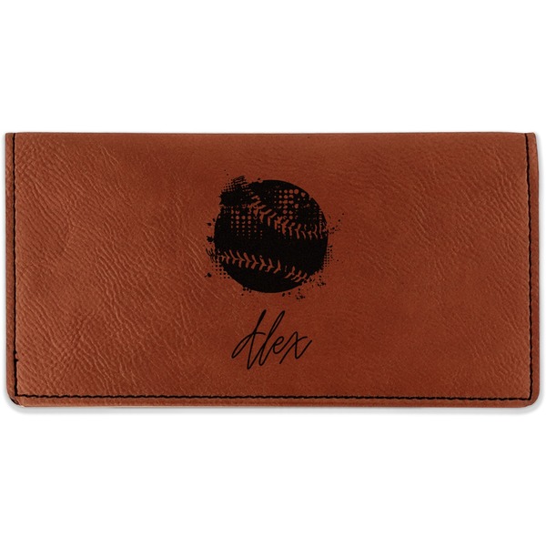 Custom Softball Leatherette Checkbook Holder - Double Sided (Personalized)