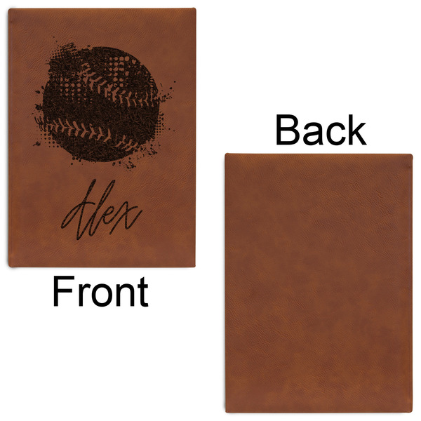 Softball Leatherette Journal - Large - Single Sided - Front & Back View