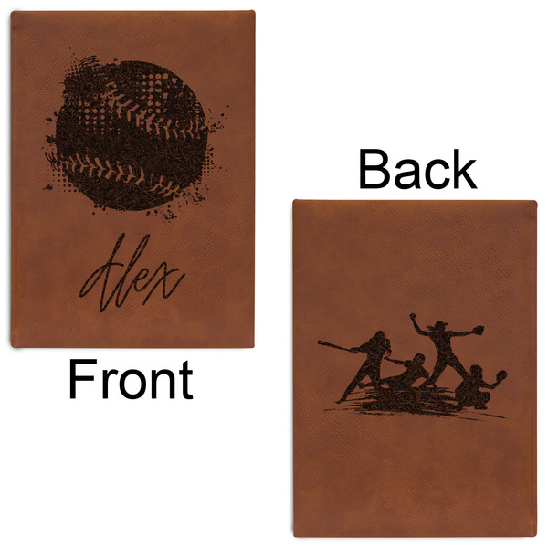 Softball Leatherette Journals - Large - Double Sided - Front & Back View